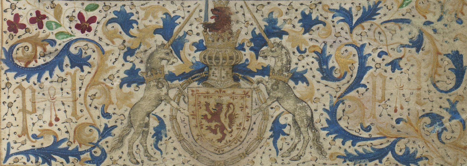 Crest with unicorns from EUL MS 195 fol.65